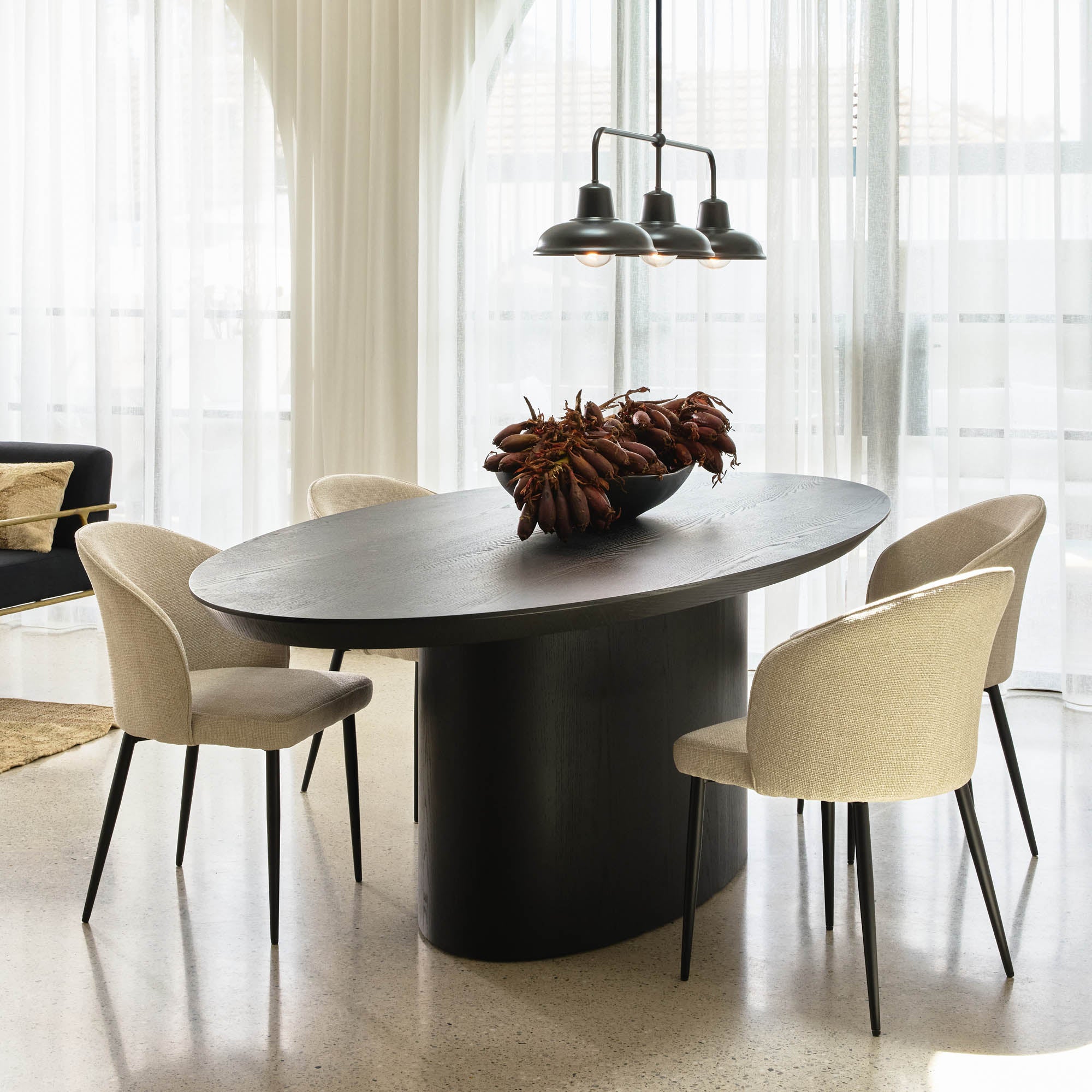 Pippa Oval Dining Table Black Medium - Image 2