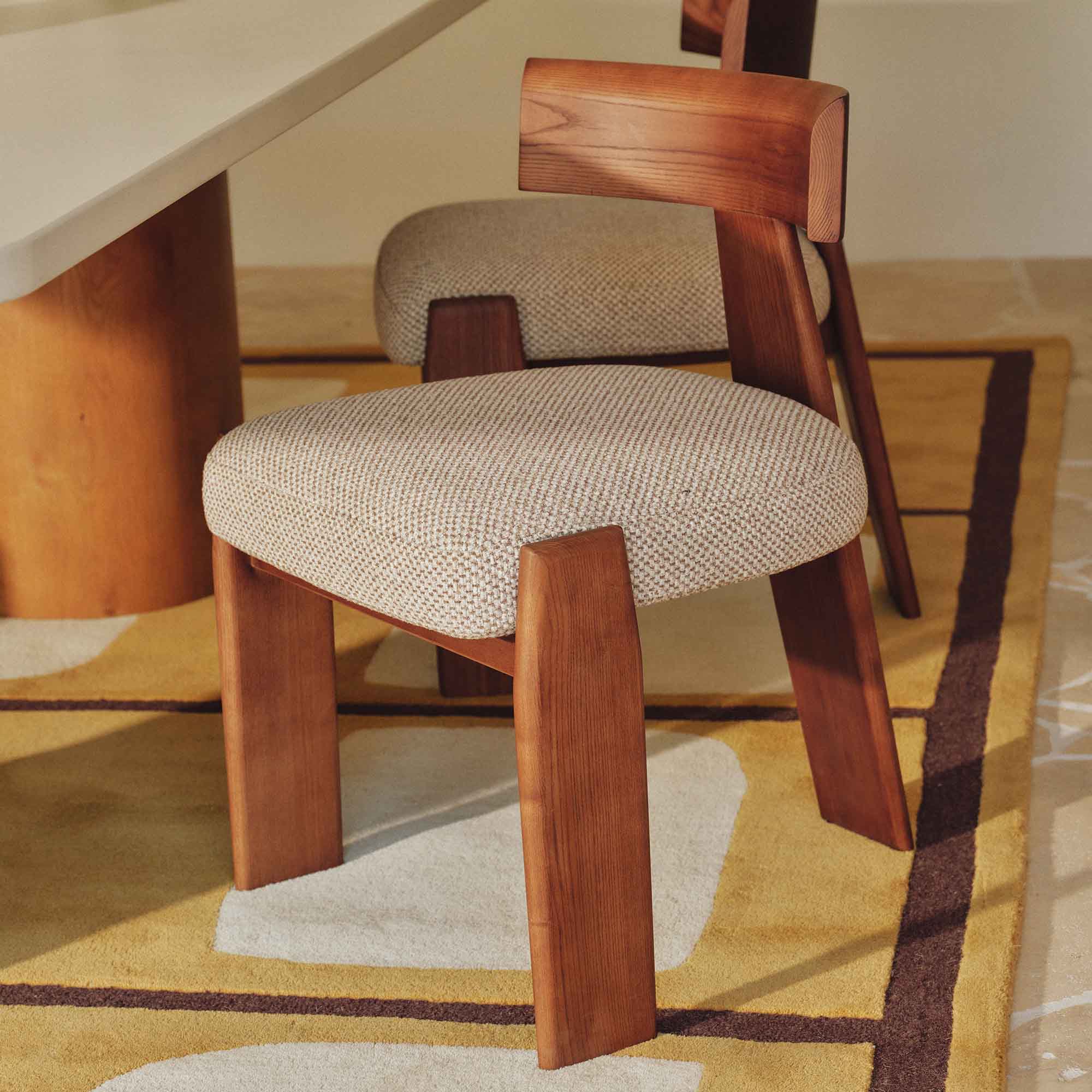 Esra Dining Chair Tusk Beige Walnut - Image 2